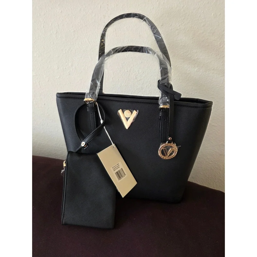Valentino by Mario Valentino Black Saffiano Leather Tote Bag V-4004 NWT